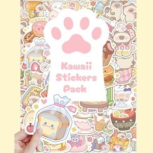 Handmade Kawaii Stickers Lot of 60, Vinyl waterproof, Aesthetic, decorate, girls